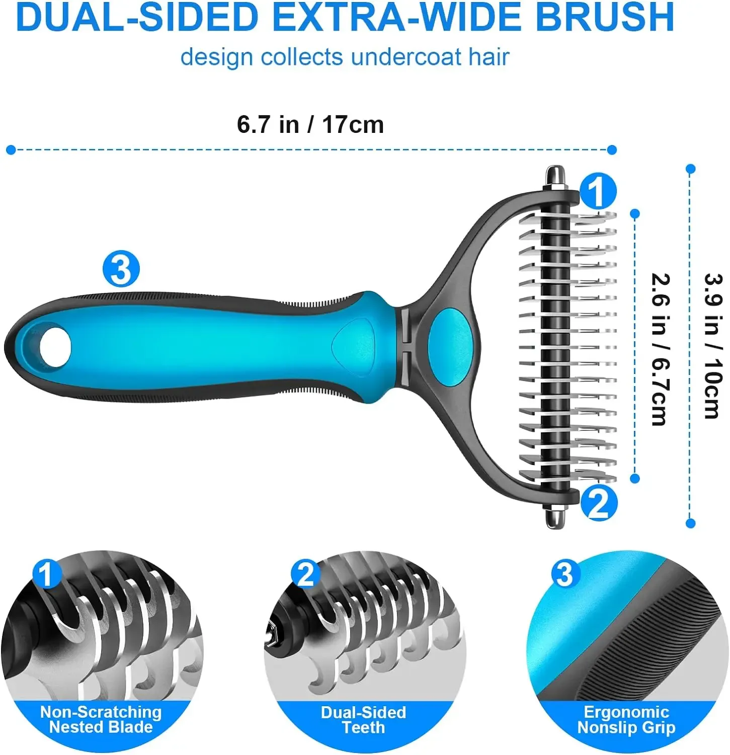 ✨Double Sided Hurtless Shedding and Dematting Undercoat Rake Comb for Dogs and Cats🐱🐶 - Image 9