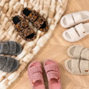 Fuzzy Open Toe Slippers, Soft Memory Foam Non Slip Rubber Sole, Cozy Slides ☀️