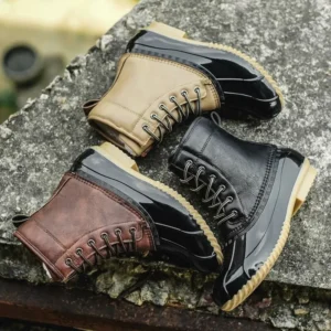 Hunting Boots- Waterproof Ankle Fur Boot With Rubber Sole