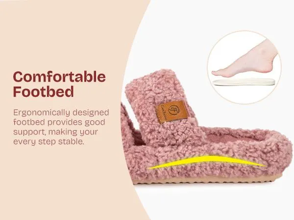 EverFoams Women's Fuzzy Open-Toe Slippers – Stylish Classic Slides with Soft Memory Foam, Non-Slip Rubber Sole, Perfect Cozy Footwear ,Girl Fur Flipflop Walking Shoes Fluffy Modern Sleeper Slip On Clog, Gifts for Mom, summervibes, Mother's Day Gift