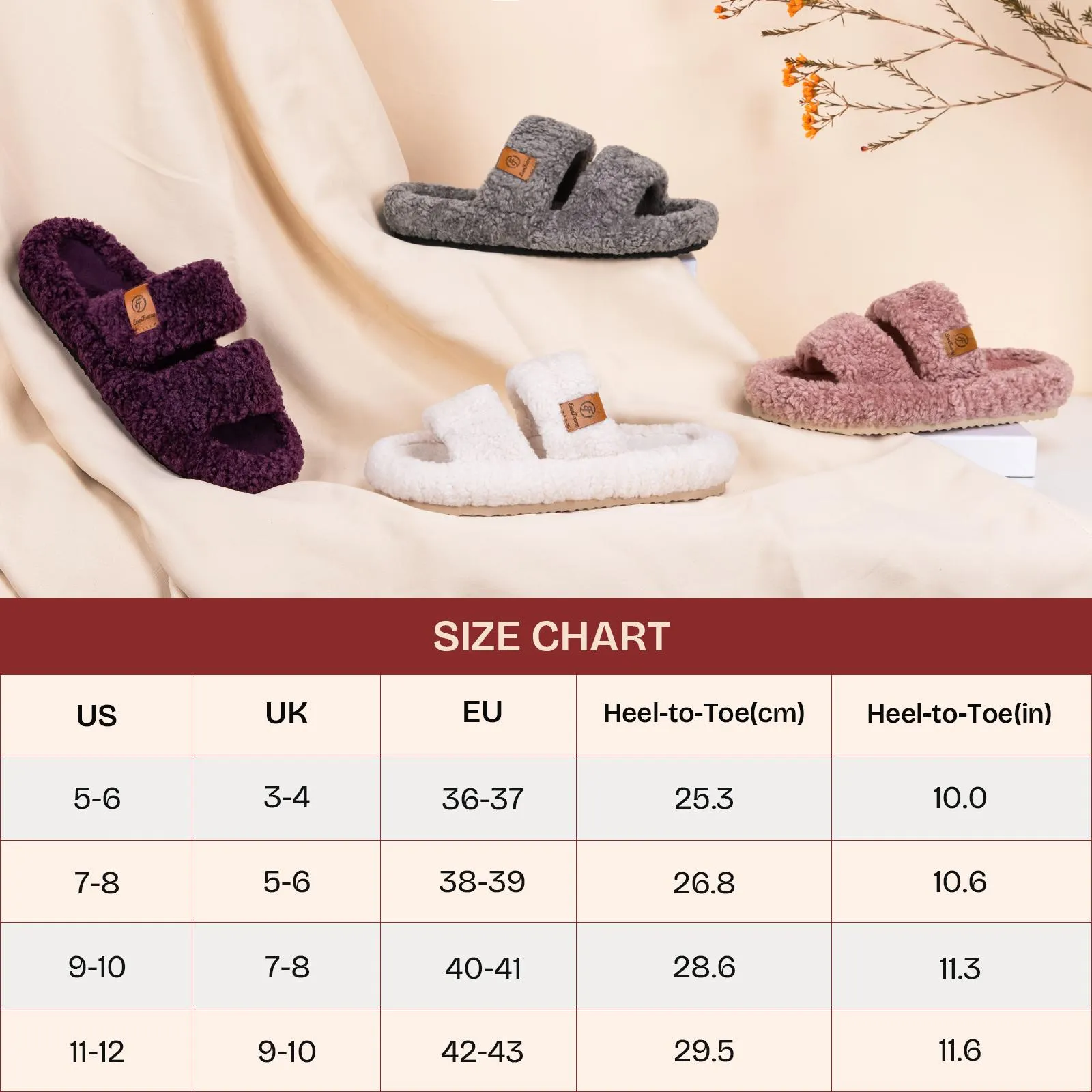 EverFoams Women's Fuzzy Open-Toe Slippers – Stylish Classic Slides with Soft Memory Foam, Non-Slip Rubber Sole, Perfect Cozy Footwear ,Girl Fur Flipflop Walking Shoes Fluffy Modern Sleeper Slip On Clog, Gifts for Mom, summervibes, Mother's Day Gift