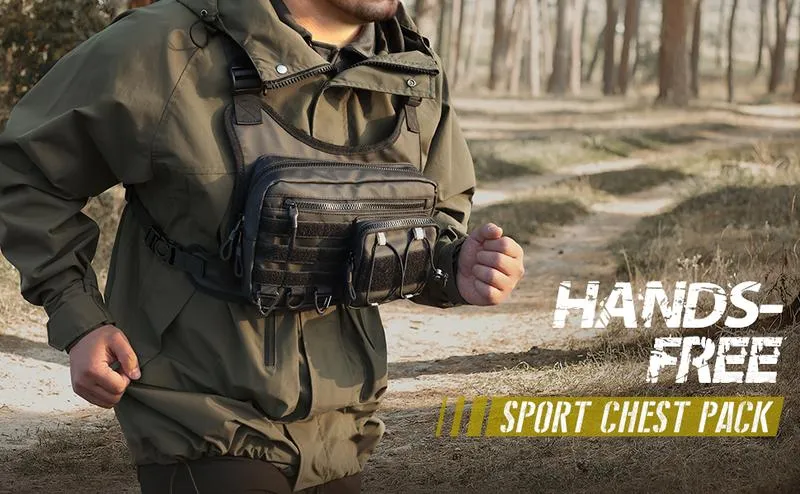 Chest Bag for Men Women, Tactical Chest Rig with Holster, Sport Chest Pack for Outdoor, Running Vest for Hiking, Cycling, Travel, Workouts, EDC TikTokShopBlackFriday Training Jogging Equipment