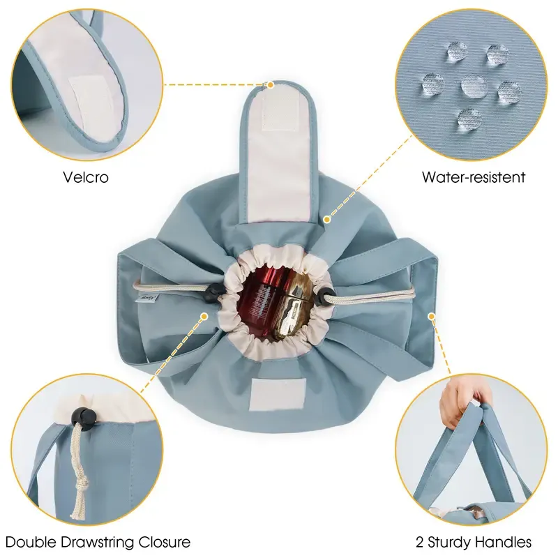 Barrel Drawstring Makeup Bag Large Cosmetic Bag - Image 5