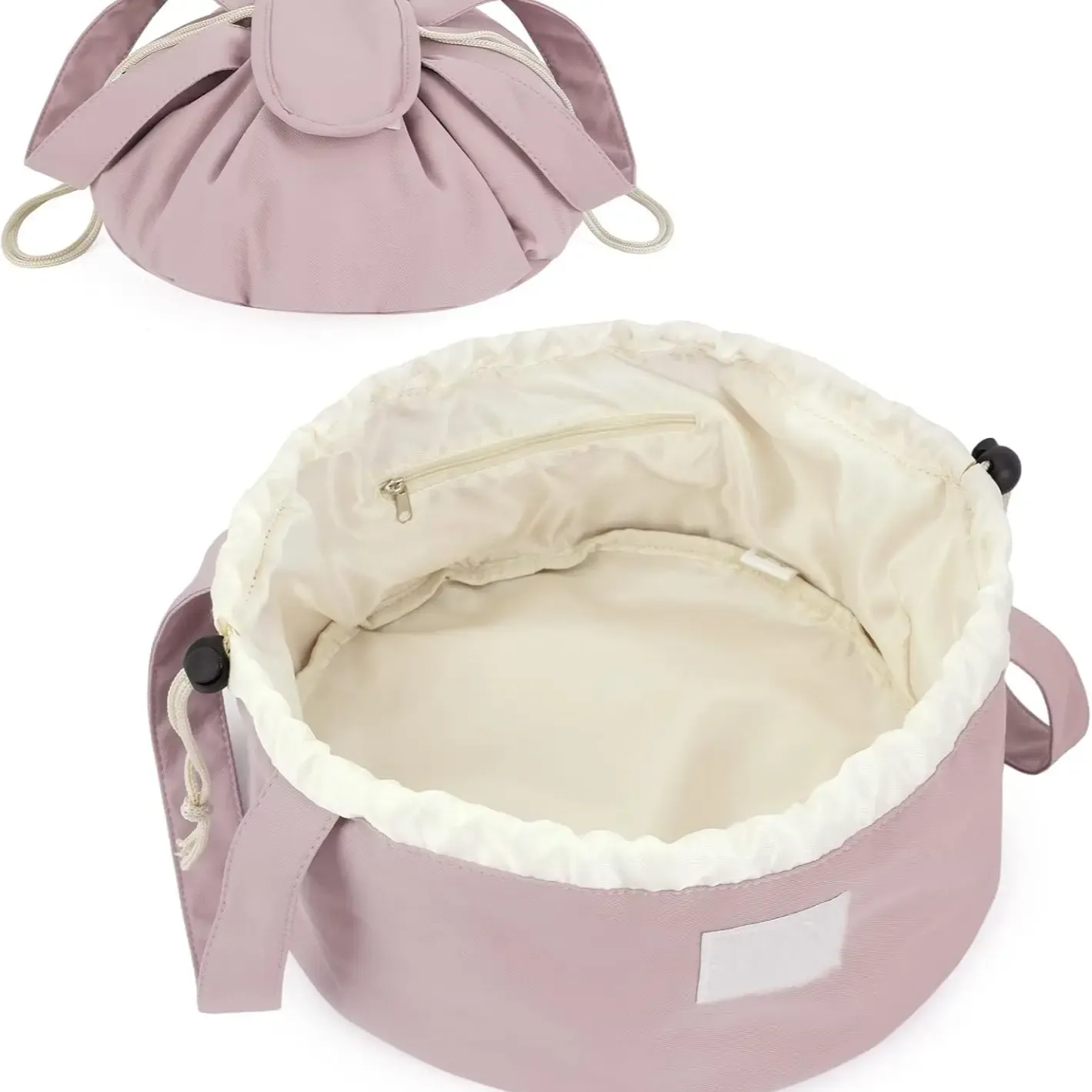 Barrel Drawstring Makeup Bag Large Cosmetic Bag