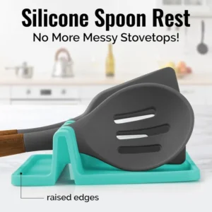 Silicone Spoon Rest - Catch Spills, Heat Resistant, Non-Slip Base