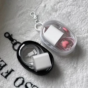 2 PCS Transparent Data Cable Charger Storage Bag