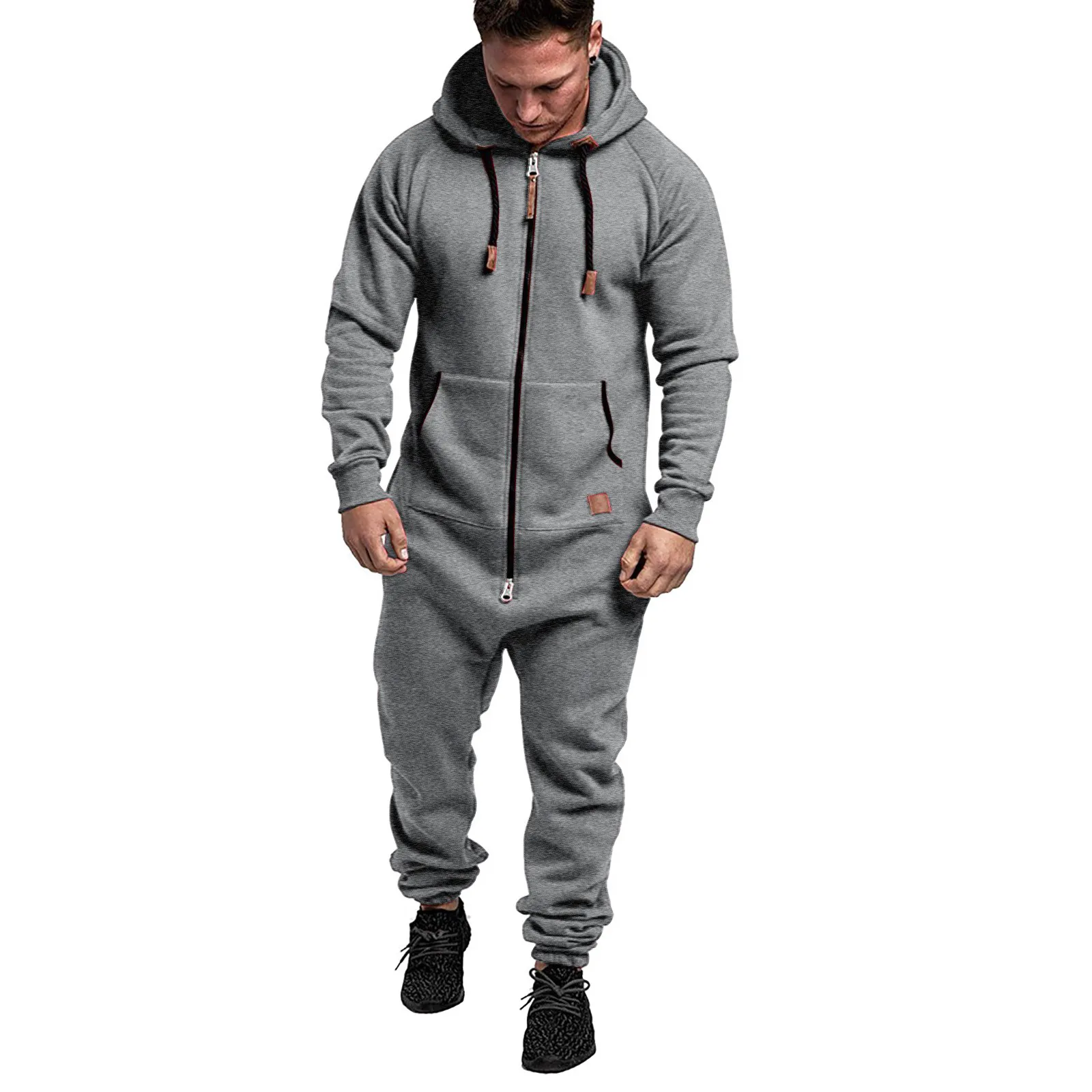 Men's Hooded Fleece Lined Jumpsuit - Image 4