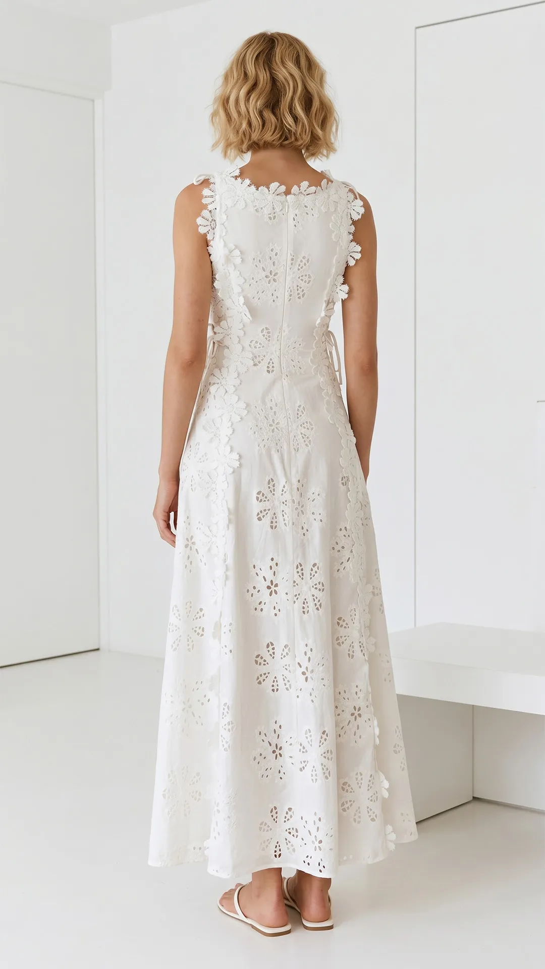 🤍 THE LACE BLOOM MAXI: ADJUSTABLE STRAPS, CROSS-BACK TIES, A-LINE DREAM — YOUR MOST ROMANTIC DRESS FOR EVERY SUN-DRENCHED MOMENT 🤍 - Image 3
