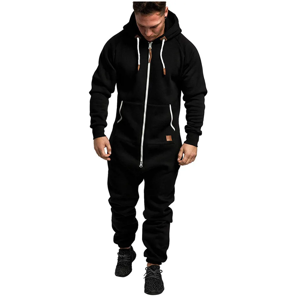 Men's Hooded Fleece Lined Jumpsuit