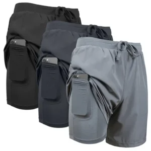 3-Pack Men's 2 in 1 Quick Dry Gym Running Shorts With Liner