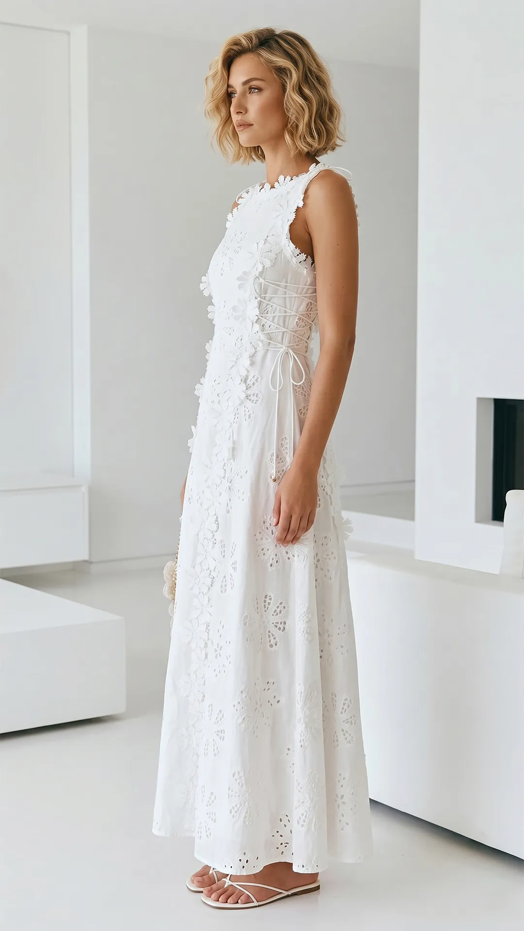 🤍 THE LACE BLOOM MAXI: ADJUSTABLE STRAPS, CROSS-BACK TIES, A-LINE DREAM — YOUR MOST ROMANTIC DRESS FOR EVERY SUN-DRENCHED MOMENT 🤍 - Image 2