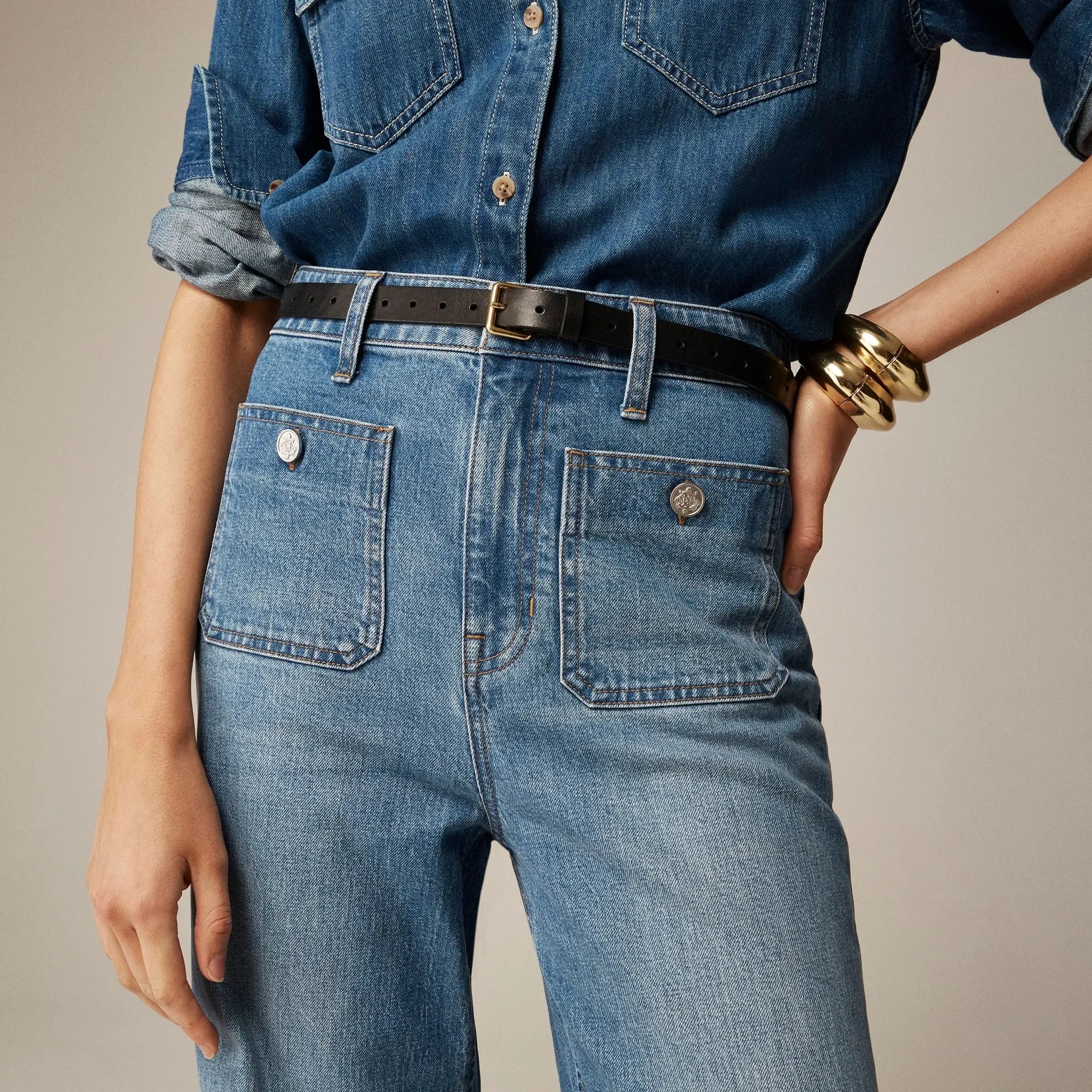 👖Tummy Control Sailor Wide Leg Jeans - Image 4
