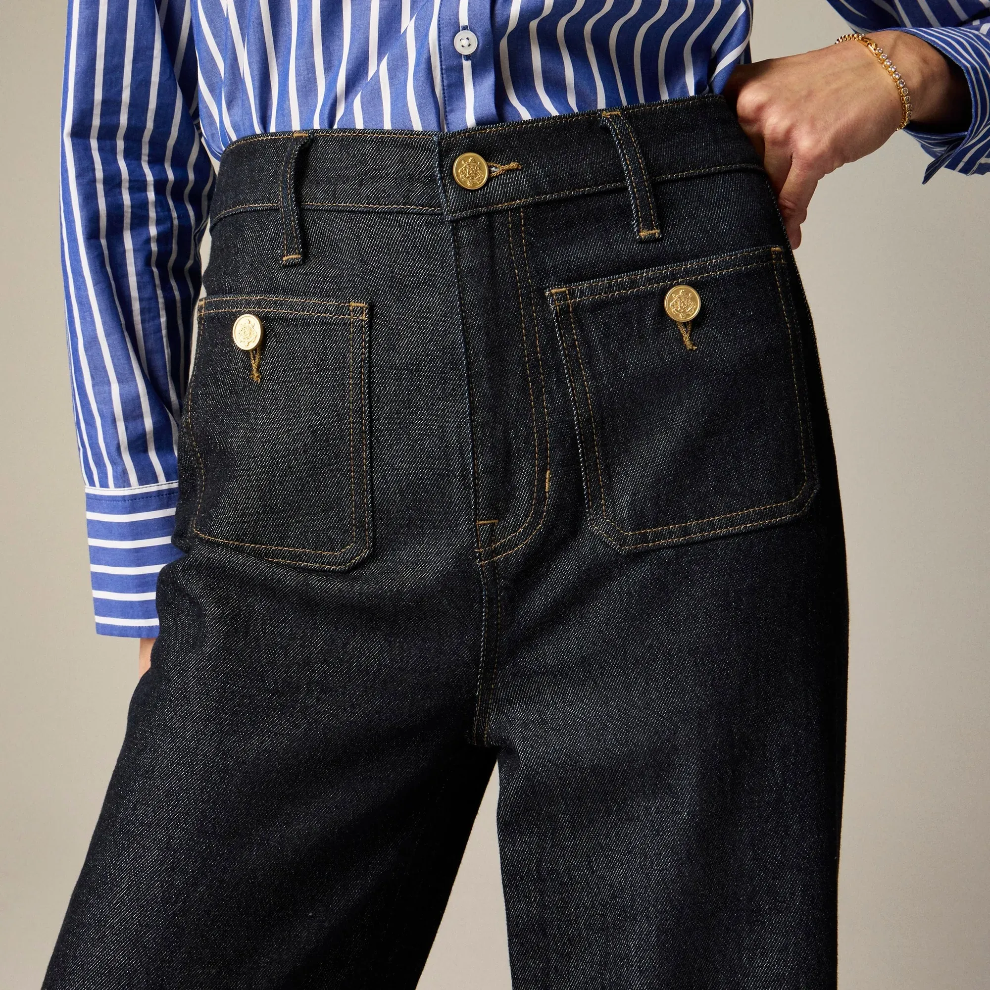 👖Tummy Control Sailor Wide Leg Jeans - Image 10