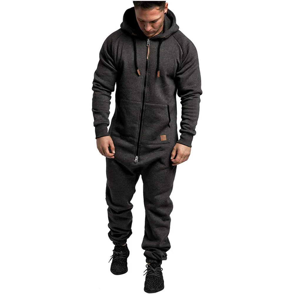 Men's Hooded Fleece Lined Jumpsuit - Image 2