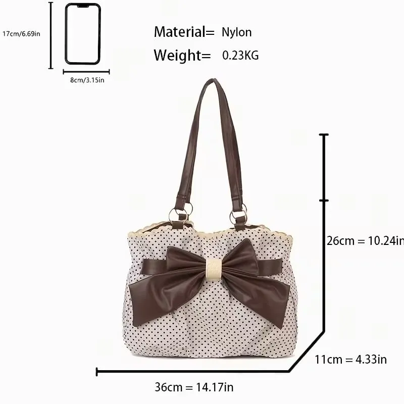 🔥49% OFF - 🎀🖤 Trendy Polka-Dot Bow Tote Bag - Image 8