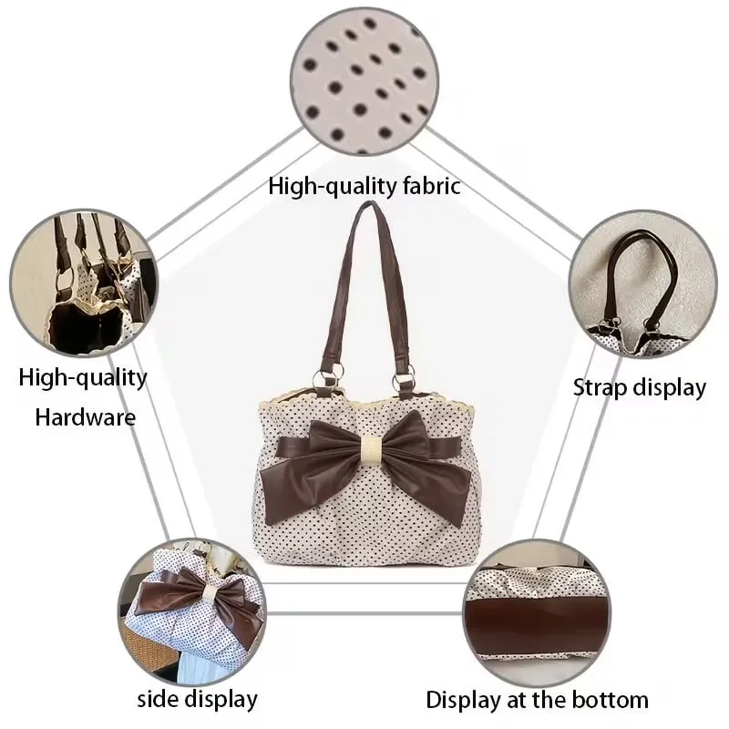 🔥49% OFF - 🎀🖤 Trendy Polka-Dot Bow Tote Bag - Image 9