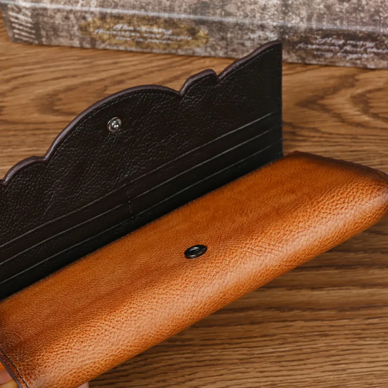 Genuine Leather Hand-Tooled Vintage Floral Wallet – Western Style Clutch & Wristlet - Image 3