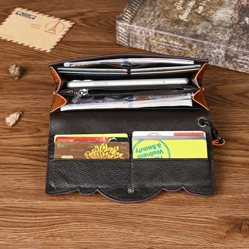Genuine Leather Hand-Tooled Vintage Floral Wallet – Western Style Clutch & Wristlet - Image 4