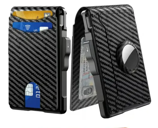 ✨Wallet - With Pop Up Aluminum Case Money Clip Slim Leather Slots Credit Card Holder Wallet