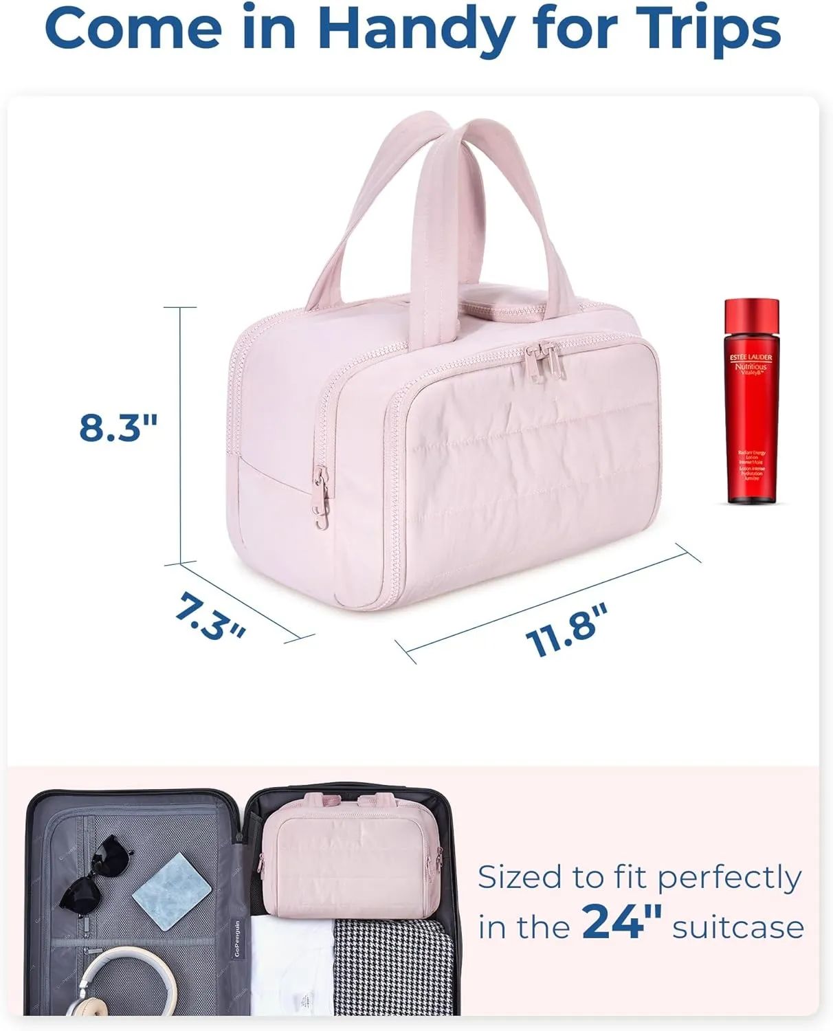Large Capacity Wide-Open Travel Cosmetic Bag - Image 5