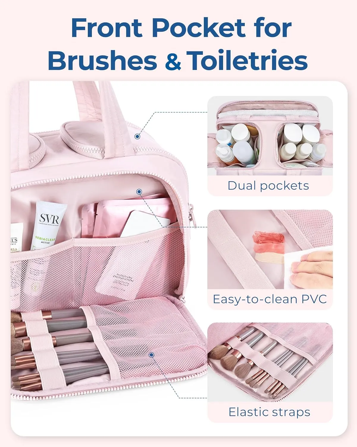 Large Capacity Wide-Open Travel Cosmetic Bag - Image 3